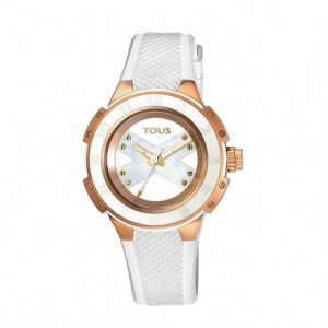 Hodinky Tous Two Tone Steel Xtous Lady With Silikonový Páskové Bílé Růžové Zlaté | CZ-KOJTNH032