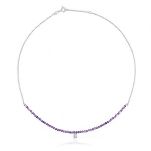 Náhrdelník Tous Amethyst Bold Bear Fialové | CZ-BTOCLN049