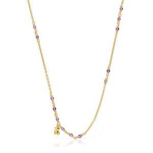 Náhrdelník Tous Amethyst Bold Bear Zlaté | CZ-KNQRGS038