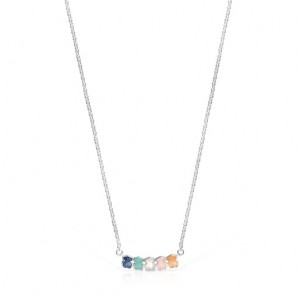 Náhrdelník Tous Mini Color With Gemstones Stříbrné | CZ-FBSVTA970