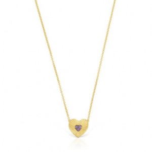 Náhrdelník Tous With Rhodolite Heart Iris Motif Zlaté | CZ-EBRHKY394