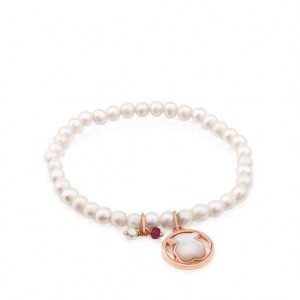 Náramek Tous Camille With Pearls Mother-of-pearl Ruby Bílé | CZ-NHFUCS812