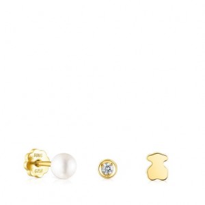 Náušnice Tous Pack Of Pearl Ear With Diamond Pearl Zlaté | CZ-NUKGPD980