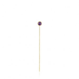 Náušnice Tous Plump Long 1/2 With Amethyst Zlaté | CZ-FXEHOU583