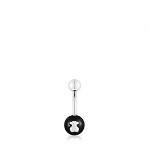 Náušnice Tous Steel Onyx Navel Icon Glass Stříbrné | CZ-COYQHM781