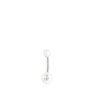 Náušnice Tous Steel Pearl Navel With Pearls Stříbrné | CZ-QJEZLI187