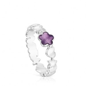 Prsten Tous Bold Motif With An Amethyst Flower Stříbrné | CZ-HRVNCI729