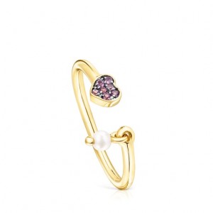 Prsten Tous New Motif With Amethyst Heart Zlaté | CZ-YNJFLV432