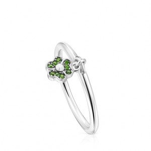 Prsten Tous New Motif With Chrome Diopside Flower Stříbrné | CZ-NVOZPY378