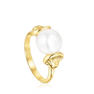 Prsten Tous Oceaan Shell With Pearl Zlaté | CZ-GJSAQO870