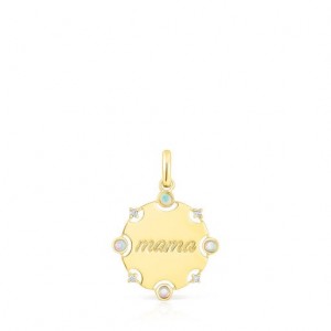 Přívěsky Tous Mama Medallion With Diamonds Zlaté | CZ-EAGTQO026