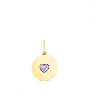 Přívěsky Tous Medallion With Amethyst Heart Aelita Zlaté | CZ-QOFMKI497