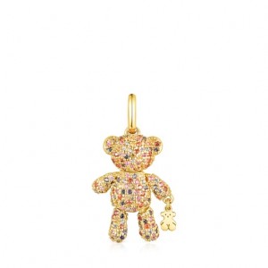 Přívěsky Tous Teddy Bear Gems With Sapphires Zlaté | CZ-NMPLDR962