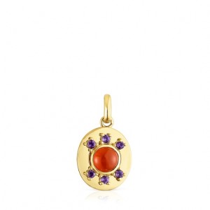 Přívěsky Tous Virtual garden Medallion With Carnelian Zlaté | CZ-TXCHLR982