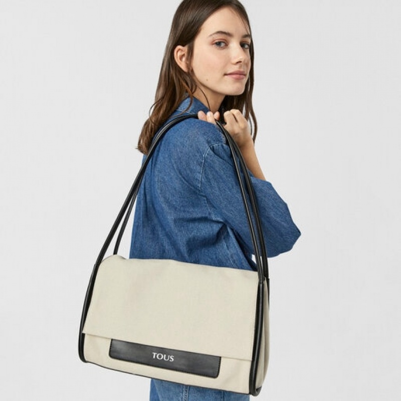 Crossbody Kabelka Tous Large Empire Bavlněné Béžový | CZ-EQXMFL406