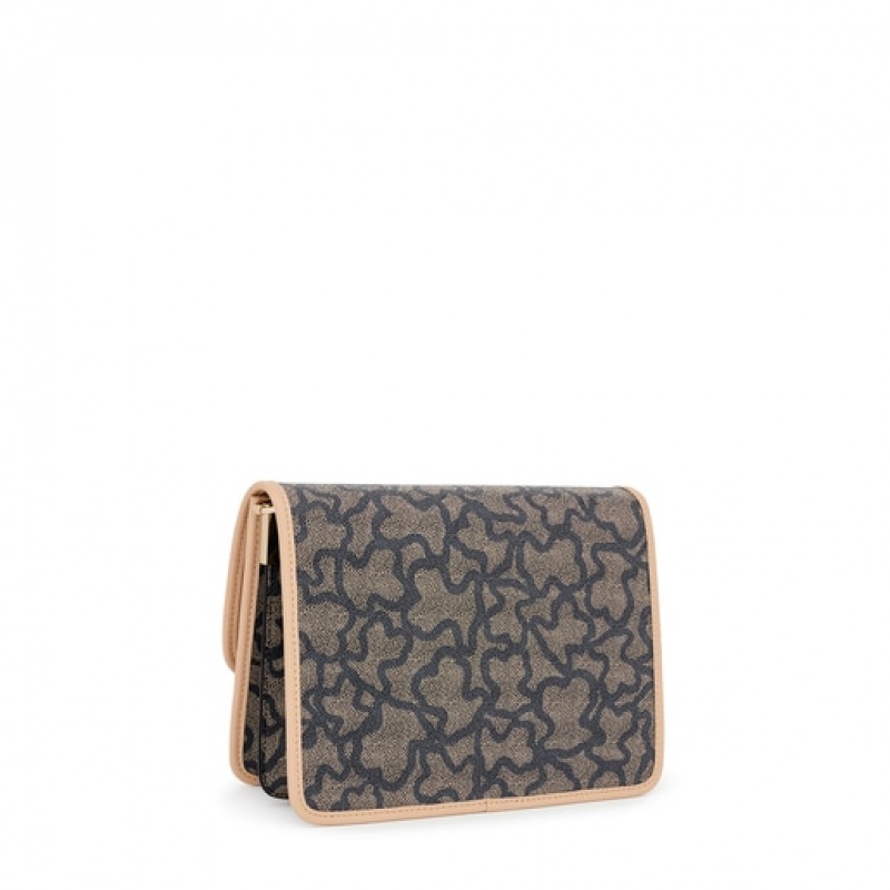 Crossbody Kabelka Tous Medium Audree Kaos Icon Černé Béžový | CZ-KAQPZI068