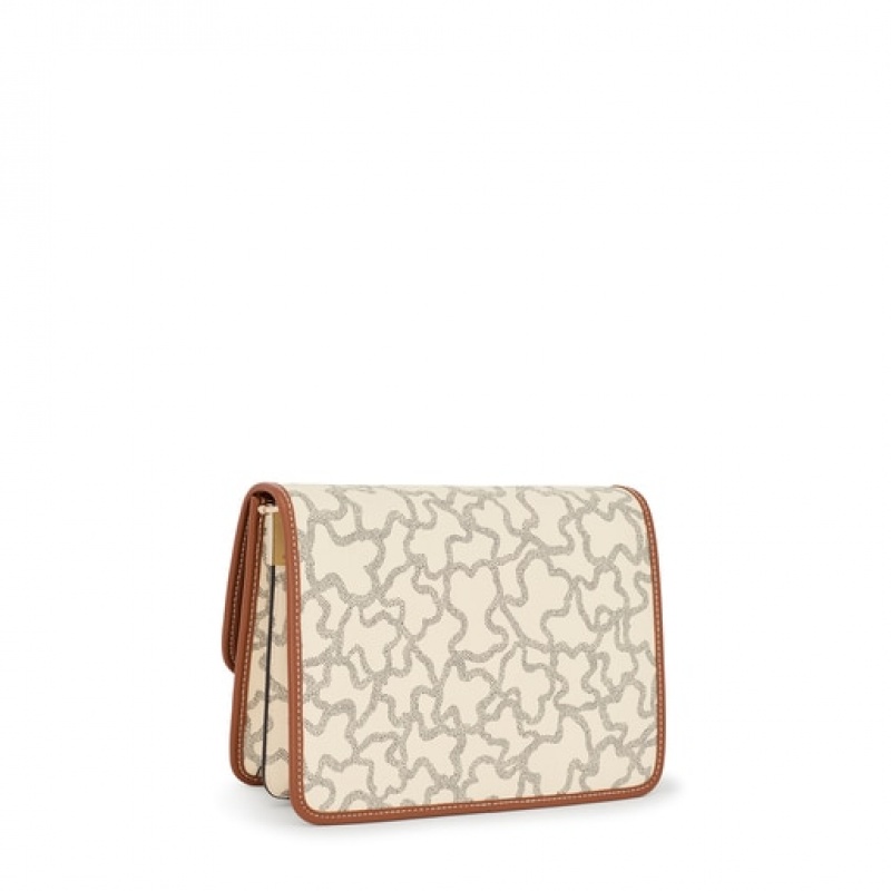 Crossbody Kabelka Tous Medium Audree Kaos Icon Krém Červené | CZ-VQAPMH058