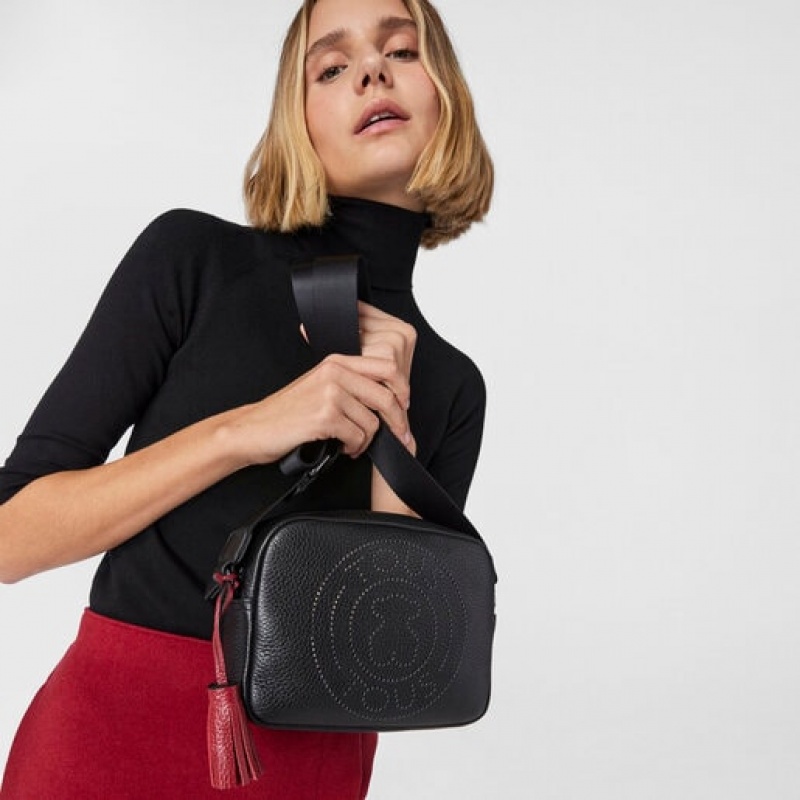 Crossbody Kabelka Tous Small Læder Leissa Černé | CZ-AQZMIU987