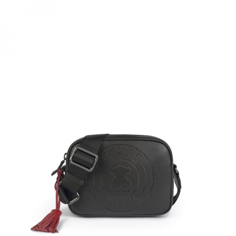 Crossbody Kabelka Tous Small Læder Leissa Černé | CZ-AQZMIU987