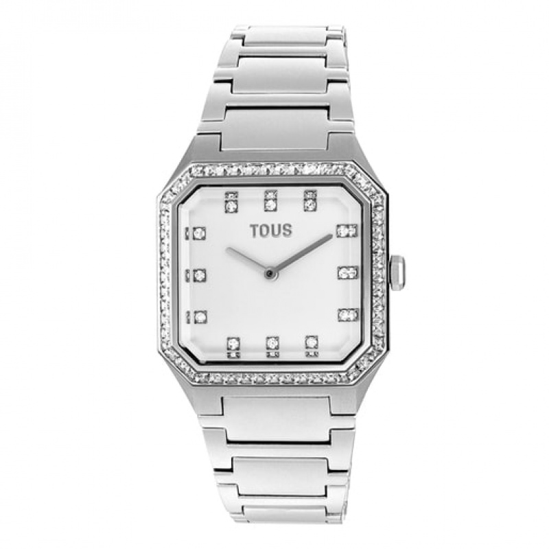 Hodinky Tous Karat Squared Analogue With Aluminum Páskové Zirconias Stříbrné | CZ-FROVPD083