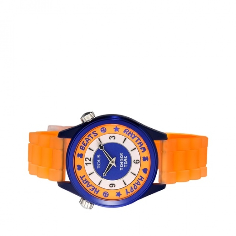 Hodinky Tous Steel Tender Time With Silikonový Páskové Dial Oranžové Blankyt | CZ-IQDXGW850