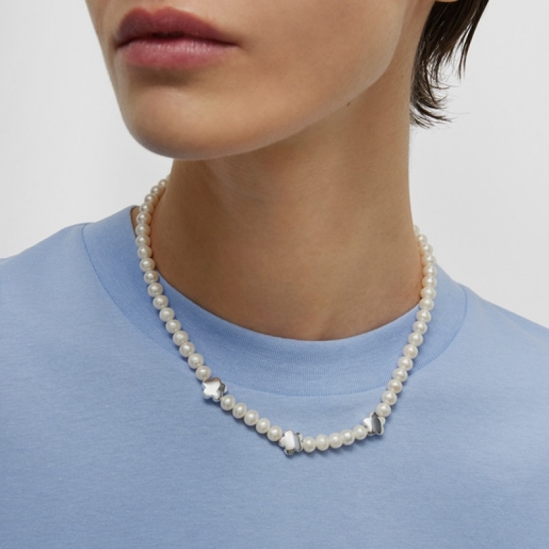 Náhrdelník Tous Bold Motif With Cultured Pearls Flower Motifs Bílé | CZ-WTMSUJ018