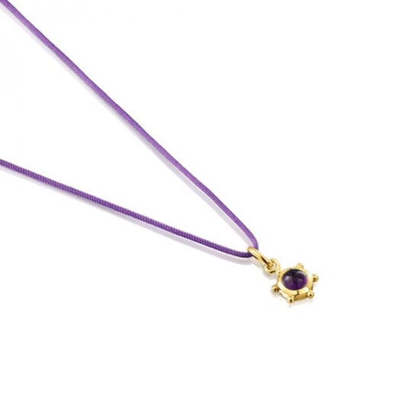 Náhrdelník Tous Magic Nature With Amethyst Cord Fialové Zlaté | CZ-PFUYLQ157