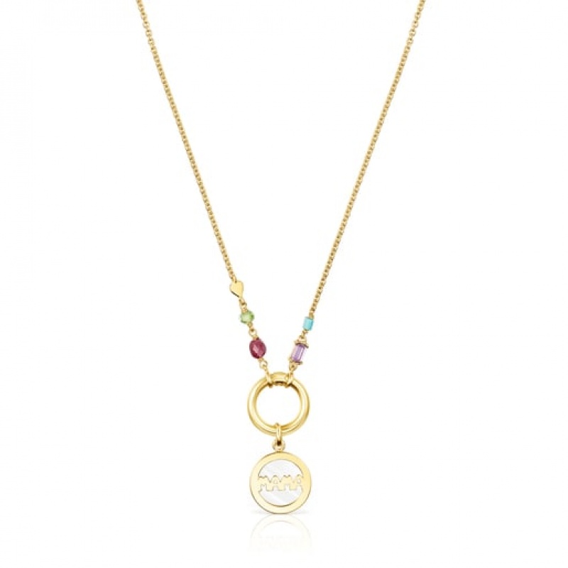 Náhrdelník Tous Mama Medallion With Gemstones Zlaté | CZ-KISMTE892