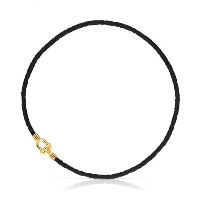 Náhrdelník Tous Manifesto Elastic Bracelet With Cord Černé Zlaté | CZ-YRCZJK042