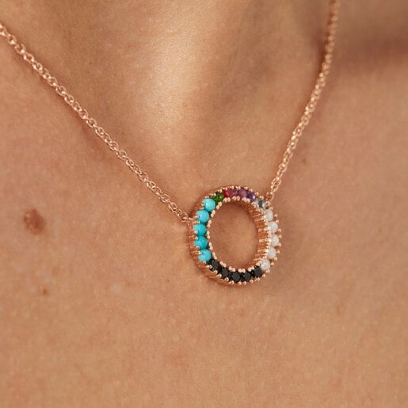 Náhrdelník Tous Rovný Disc With Gemstones Růžové Zlaté | CZ-NSYDWR874