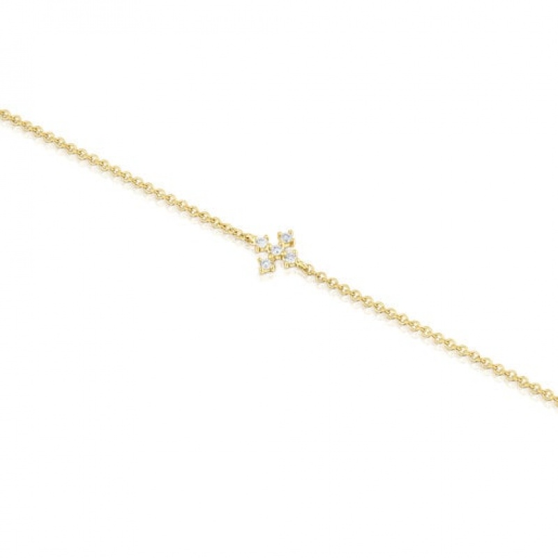 Náramek Tous Cross With Diamonds Les Classiques Zlaté | CZ-DRBKYS924