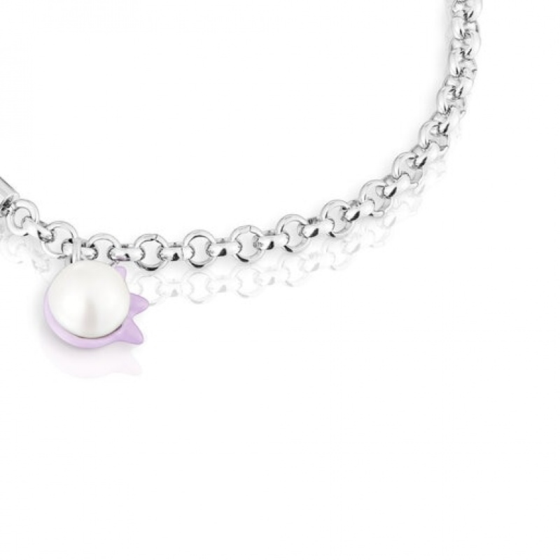 Náramek Tous Instint Elastic With Steel Cultured Pearl Stříbrné Zelene | CZ-BMIVHY075