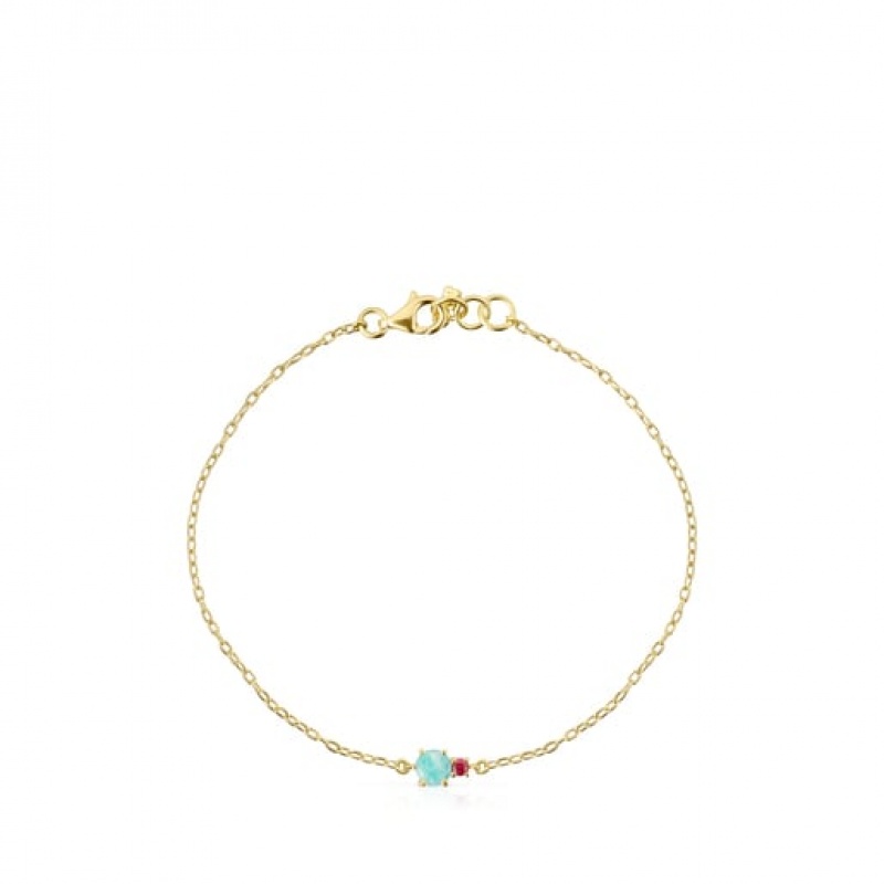 Náramek Tous Mini Ivette With Amazonite Ruby Zlaté | CZ-MCSTWY605