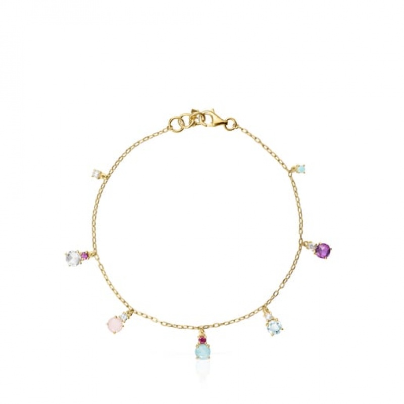 Náramek Tous Mini Ivette With Gemstones Zlaté | CZ-SOITBN803