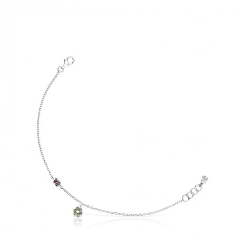 Náramek Tous New Motif With Chrome Diopside Amethyst Stříbrné | CZ-XZYODW049