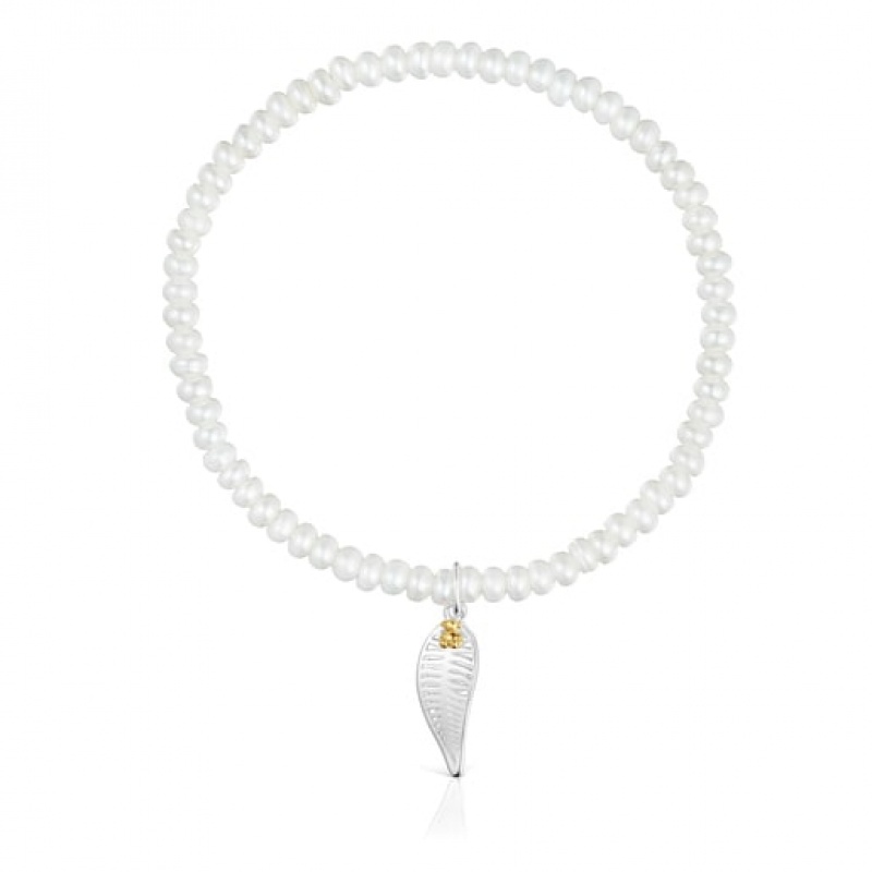 Náramek Tous Yunque Elastic With Cultured Pearls Two-tone Charm Stříbrné | CZ-ZWVQTC823