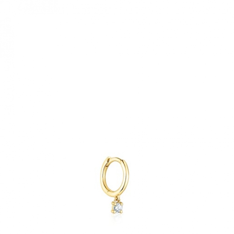 Náušnice Tous Basics Hoop With Diamond Zlaté | CZ-PWGHAU219