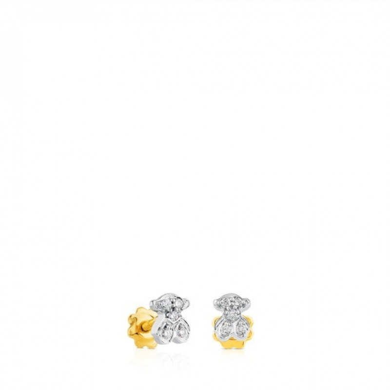 Náušnice Tous Diamonds Bear Motif Puppies Zlaté | CZ-QJFVUK937