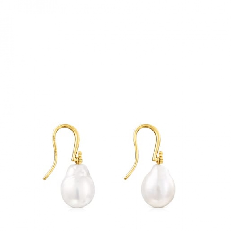 Náušnice Tous Gloss Droplet With Pearl Zlaté | CZ-YHQOSW372