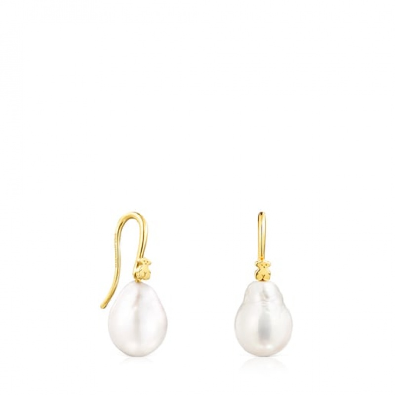 Náušnice Tous Gloss Droplet With Pearl Zlaté | CZ-YHQOSW372