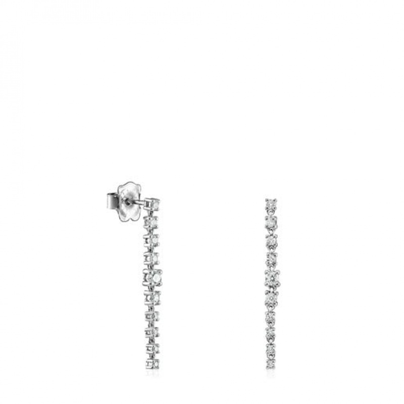 Náušnice Tous Long Riviere With Diamonds Stříbrné | CZ-PATLBR038