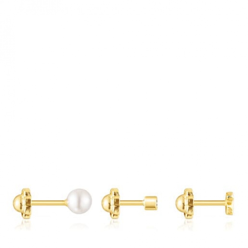 Náušnice Tous Pack Of Pearl Ear With Diamond Pearl Zlaté | CZ-NUKGPD980