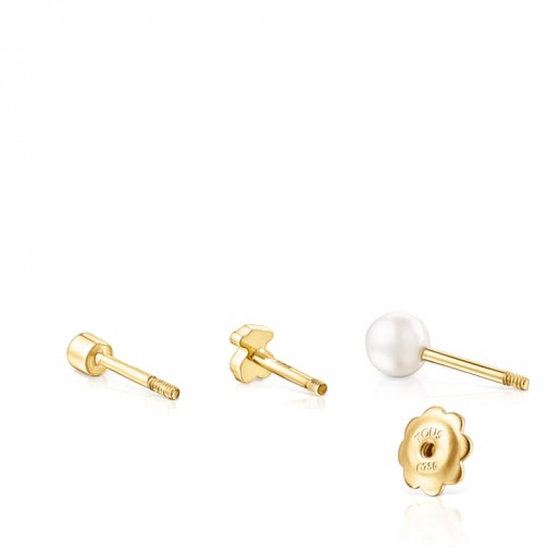 Náušnice Tous Pack Of Pearl Ear With Diamond Pearl Zlaté | CZ-NUKGPD980