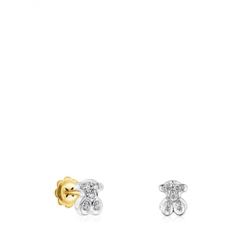 Náušnice Tous Puppies With Diamonds Bear Motif Zlaté | CZ-ZQELTM526