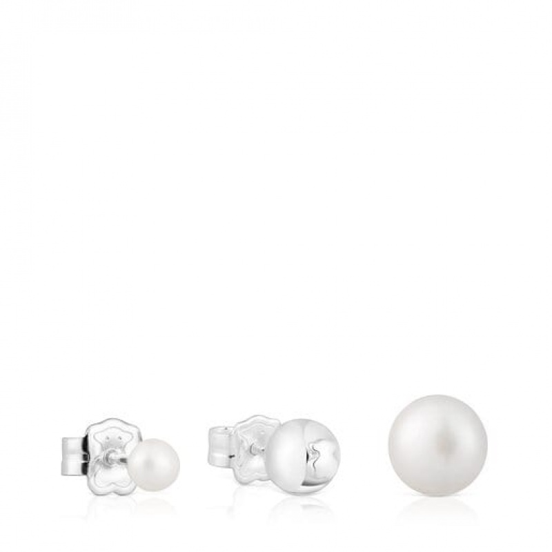 Náušnice Tous Set Of Three Tsuri With Cultured Pearls Stříbrné | CZ-IPSNOU583