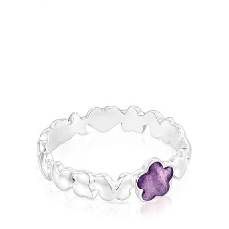 Prsten Tous Bold Motif With An Amethyst Flower Stříbrné | CZ-HRVNCI729