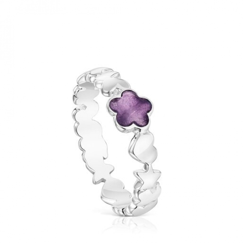 Prsten Tous Bold Motif With An Amethyst Flower Stříbrné | CZ-HRVNCI729