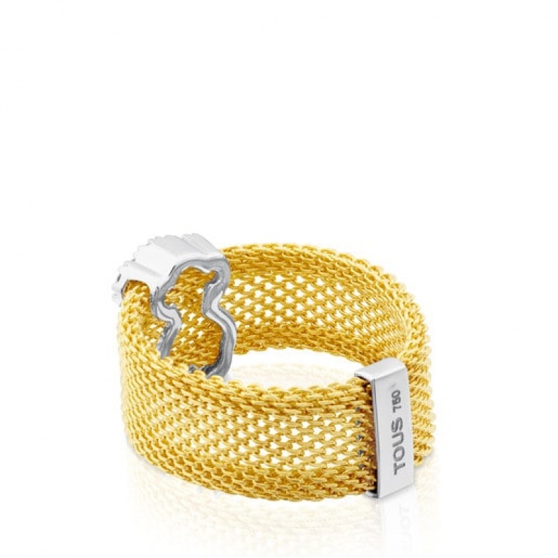 Prsten Tous Icon Mesh With Diamonds Zlaté | CZ-CVHZNQ426