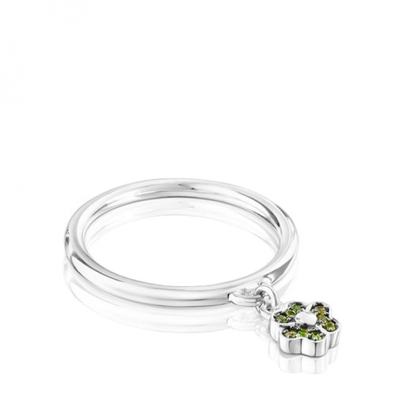 Prsten Tous New Motif With Chrome Diopside Flower Stříbrné | CZ-NVOZPY378