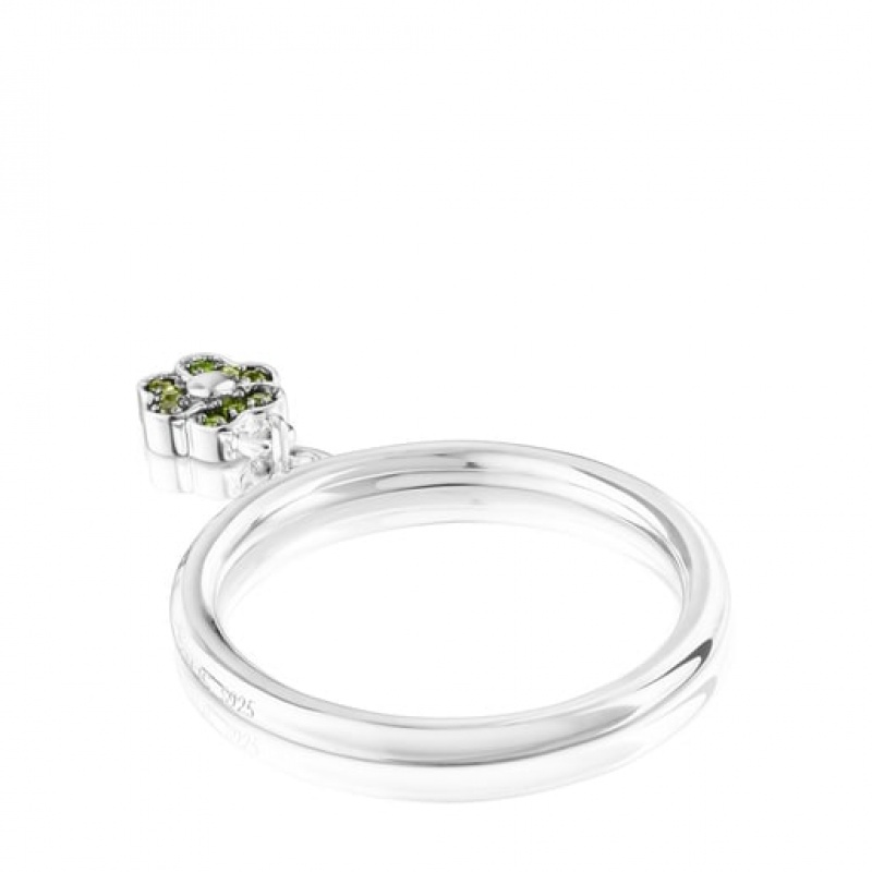 Prsten Tous New Motif With Chrome Diopside Flower Stříbrné | CZ-NVOZPY378